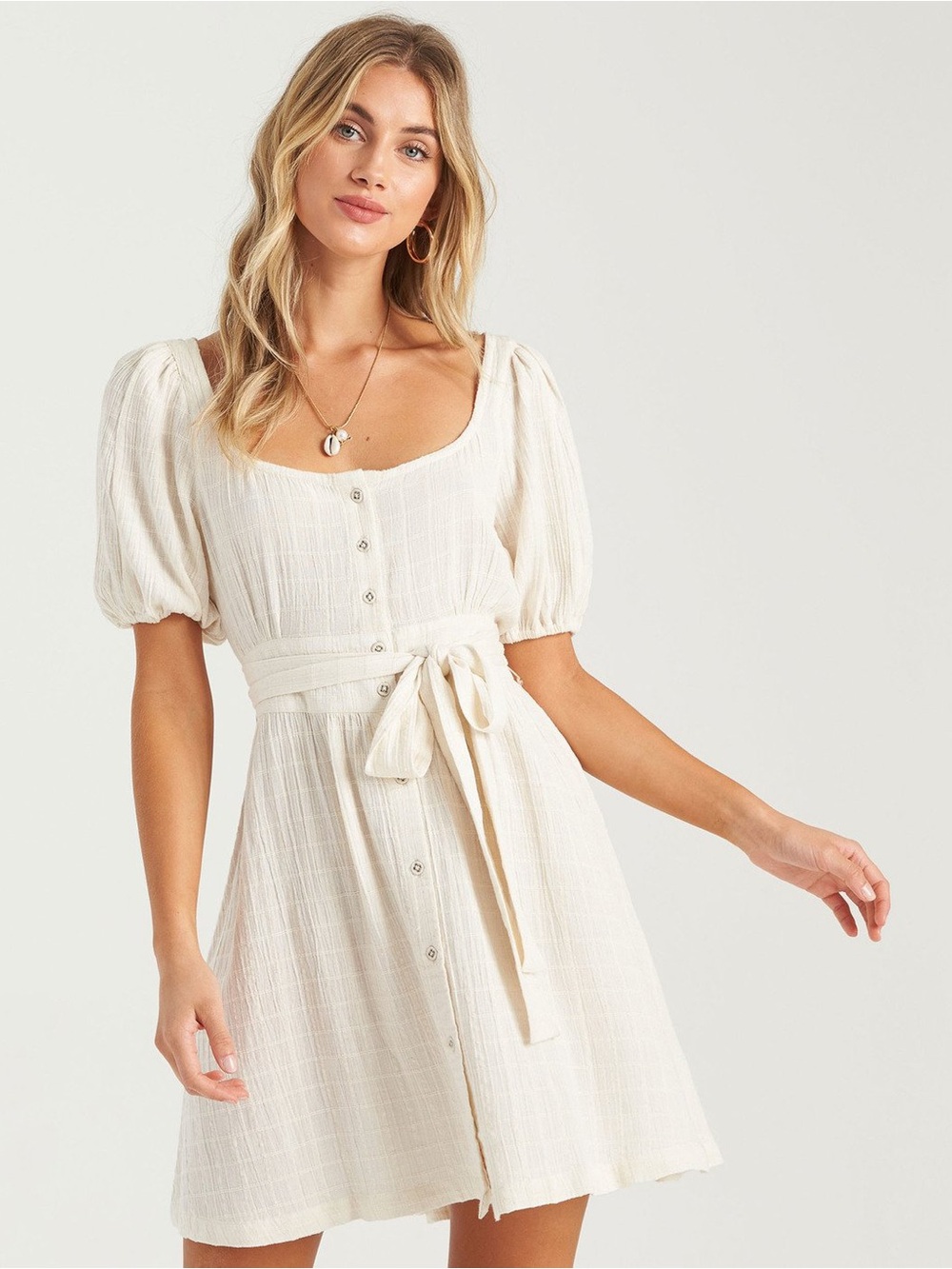 NWT Billabong Sundown Linen Blend Mini Dress in Cream Size Small